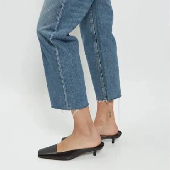 Toteme Mule Black 38 Square Toe Kitten Heel - Picture 5 of 12